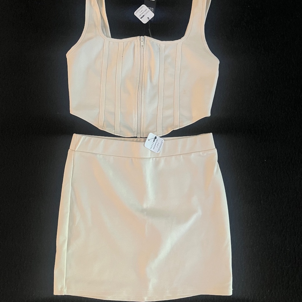 NWT stretch corset skirt set